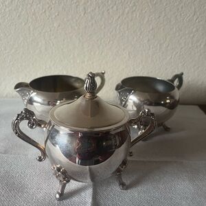 Vintage Silver Set with Ornate Handles